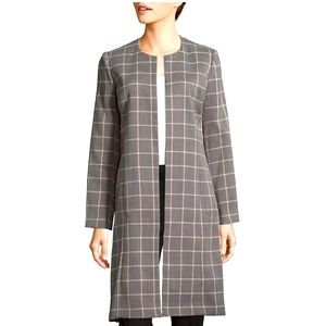 Calvin Klein Women's Pierce Tartan Open Front Topper Jacket, Chai Blush